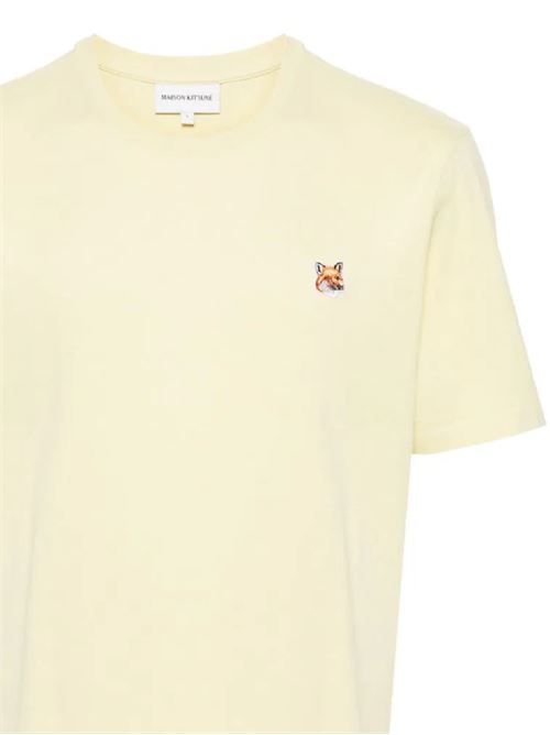 T-shirt in jersey di cotone giallo chiaro Maison Kitsuné | LM00104KJ0008P712